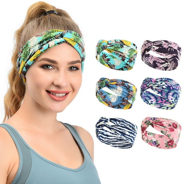 Lot Of 6 Fashion Stretch net Bandana Jersey Workout Yoga Hair Band Head Wrap 